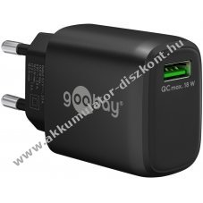 Hlzati USB tltfej gyorstlt adapter QC3.0, 18W, fekete