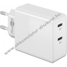 Hlzati dupla USB-C Power Delivery gyorstlt, 36W, fehr