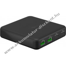 Hlzati 4 portos asztali gyorstlt 2db USB-A s 2db USB-C, 65W, fekete