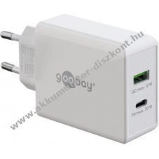 Hlzati gyorstlt USB-C PD (Power Delivery) 30W, fehr