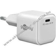USB-C gyorstlt PD, Power Delivery 65W, fehr - A kszlet erejig!