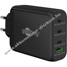 100W USB-C PowerDelivery tbbportos gyorstlt, fekete