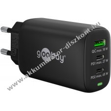 65W hlzati USB-C gyorstlt tbbportos Power Delivery, fekete