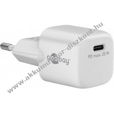 Hlzati USB-C nano gyorstlt, 20W, fehr, Power Delivery, PD - A kszlet erejig!