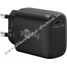 Hlzati USB-C gyorstlt, 20W, fekete, Power Delivery, PD - A kszlet erejig!