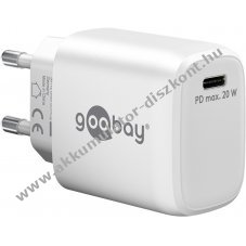 Hlzati USB-C gyorstlt, tltfej 20W, fehr, Power Delivery, PD