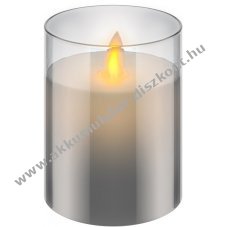 LED valódi viasz gyertya üvegben, 7,5 x 10 cm, szürke