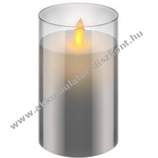 LED valdi viaszgyertya vegben, 7.5cm x 12.5 cm, szrke