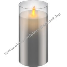 LED valdi viasz gyertya vegben, 7,5cm x 15 cm, szrke