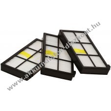 Hepa allergia-, szr filter-szett, 3 Filter, kompatibilis iRobot Roomba 800, 860, 866