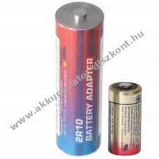 CR123 -> 2R10 elem adapter, 3V 73x21mm max. 1600mAh 1db CR123A elemmel - Kirusts!