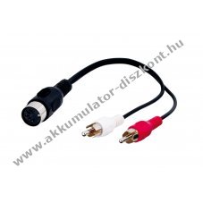 Audiokbel adapter, DIN ni sztere RCA csatlakozra, 20cm