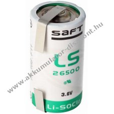 SAFT lithium elem tpus LS26500, 3.6V, U-fles, Li-SOCl2