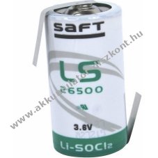 SAFT lithium elem tpus LS26500, 3.6V, Z-fles, Li-SOCl2