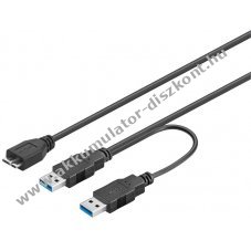 Goobay USB kbel 3.0 dual -  A -> (micro USB) B csatl. + A -> A csatl. - 30cm