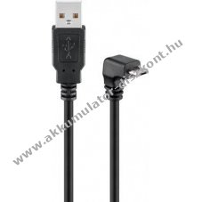 USB 2.0 - Micro USB kbel 90-os knyk-ban hajltott vggel 1.8m fekete