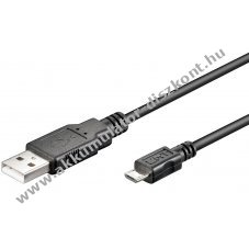 Goobay USB adat- s tltkbel 2.0 micro USB csatlakozval 30cm fekete (dupla rnykols)