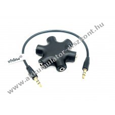 Audio splitter / jack fej, flhallgat, hangjel eloszt 5 portos adapter (3,5mm) fekete