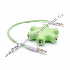 Audio splitter / jack fej, flhallgat, hangjel eloszt 5 portos adapter (3,5mm) zld