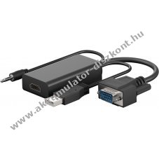 VGA - HDMI adapter kbel + 3.5mm jack csatlakoz, USB 2.0 csatlakoz