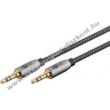 3.5mm Stereo Jack kbel, 0,5m szvet bortsos, szrke