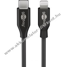 Goobay USB C 2.0 s Apple Lightning tlt- s adatkbel 2m fekete