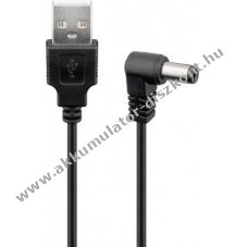Goobay USB-A s DC (5,5 x 2,5mm) tltkbel fekete 1m