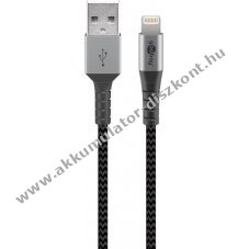 Goobay Lightning kbel USB-A szvetborts MFI tanustvnnyal, 1m, ezst fm csatival