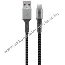 Goobay lightning USB-A kbel szvetborts MFI tanustvnnyal, ezst, 2m fm csatlakozval