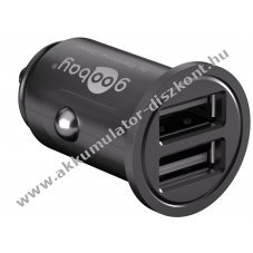 Goobay auts USB mini adapter tlt 12V 2db USB fekete (4,8A) - Kirusts!