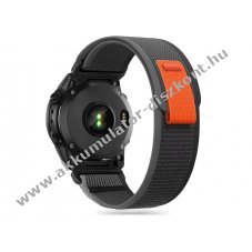 Garmin fenix 5 / 6 / 6 pro / 7 nylon raszj - fekete/narancs