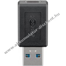 USB A 3.0 - USB-C adapter, fekete