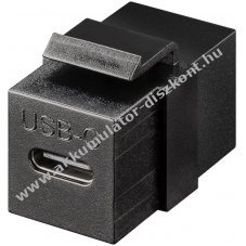Keystone modul USB C csatlakoz USB 3.2 Gen 2 (10 Gbit/s), fekete, USB CT aljzat > USB C aljzat