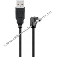 Goobay USB-A-Mini-B 90� k�bel 1,8m fekete USB2.0 480Mbit/s 0,5A 2,5W