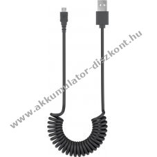 Goobay Micro-USB spir�l t�lt�- �s szinkronk�bel 1m fekete USB-A Micro-USB High-Speed