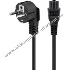 Goobay t�pk�bel 1,8m fekete 3x0,75mm2 Schuko (CEE7/7) 90� der�ksz�g� dug� C5 k�sz�l�kcsatlakoz�