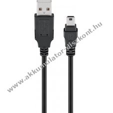 Goobay USB-A-Mini-B k�bel 0,3m fekete USB2.0 480Mbit/s 0,5A 2,5W