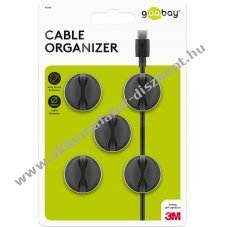Goobay k�belrendez� 1-slot fekete 5db/csomag �ntapad�s elt�vol�that�