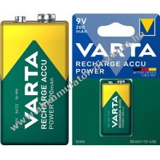 Varta 6HR61 56722 Akkumul�tor 9V 200mAh 1db/csomag Ready-to-Use NiMH - Ki�rus�t�s