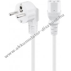 Goobay der�ksz�g� h�l�zati k�bel C13 5m feh�r 3*1mm2 CEE7/7 (Typ E/F) Schuko 90�