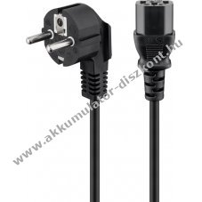 Goobay der�ksz�g� Kaltger�te t�pk�bel 3m 3x1mm2 fekete Schutzkontakt Hybrid (Typ E/F CEE7/7) 90� C13