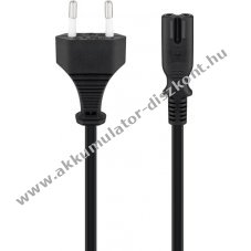 Goobay h�l�zati k�bel Eurodug� (Typ C, CEE 7/16) 3m 2x0,75mm2 IEC C7 k�sz�l�kcsatlakoz� fekete