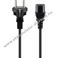 Goobay t�pk�bel 1,5m fekete 3x0,75mm2 v�d�f�ldes hybrid dug� (Typ E/F, CEE7/7) - C13 aljzat