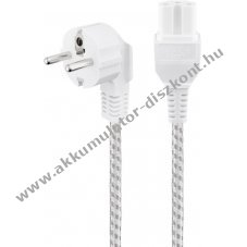 Goobay meleg�t� k�bel 2m feh�r-ez�st 3x0,75mm2 v�d��rintkez�s hibrid Typ E/F CEE7/7 90� C15