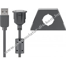 Goobay USB-A hosszabb�t� biztos�t�csipesszel 1,2m fekete 0,5A 2,5W 480Mbit/s USB2.0 ferritgy�r�