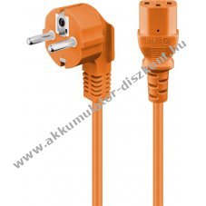 Goobay 3m narancss�rga 90 fokos CEE 7/7 C13 h�l�zati k�bel