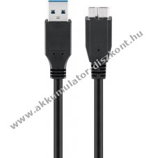 Goobay USB-A-Micro-B k�bel 0,5m 15W 3A 5Gbit/s USB3.0 fekete