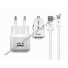 Cabstone+ Micro USB h�l�zati adapterk�szlet feh�r 1m 2100mA 2db/csomag - A k�szlet erej�ig