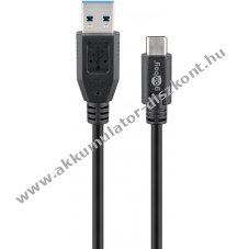 Goobay USB-C-USB-A k�bel 0,5m fekete 15W 3A 5Gbit/s USB 3.0