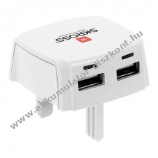 SKROSS UK h�l�zati USB t�lt� feh�r 2xUSB gyors t�lt�s 1db/csomag